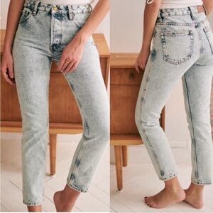 Sezane Le Brut Ankle Jeans in Ecru Acid Wash Sz 0